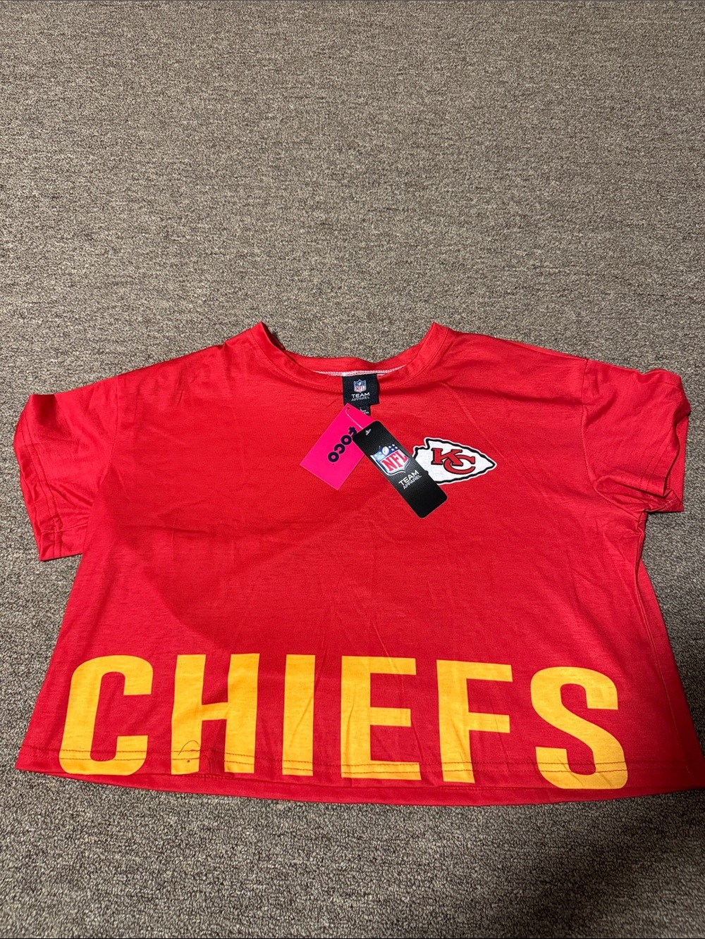 NFL Red & Yellow Kansas City Chiefs Crop Tee